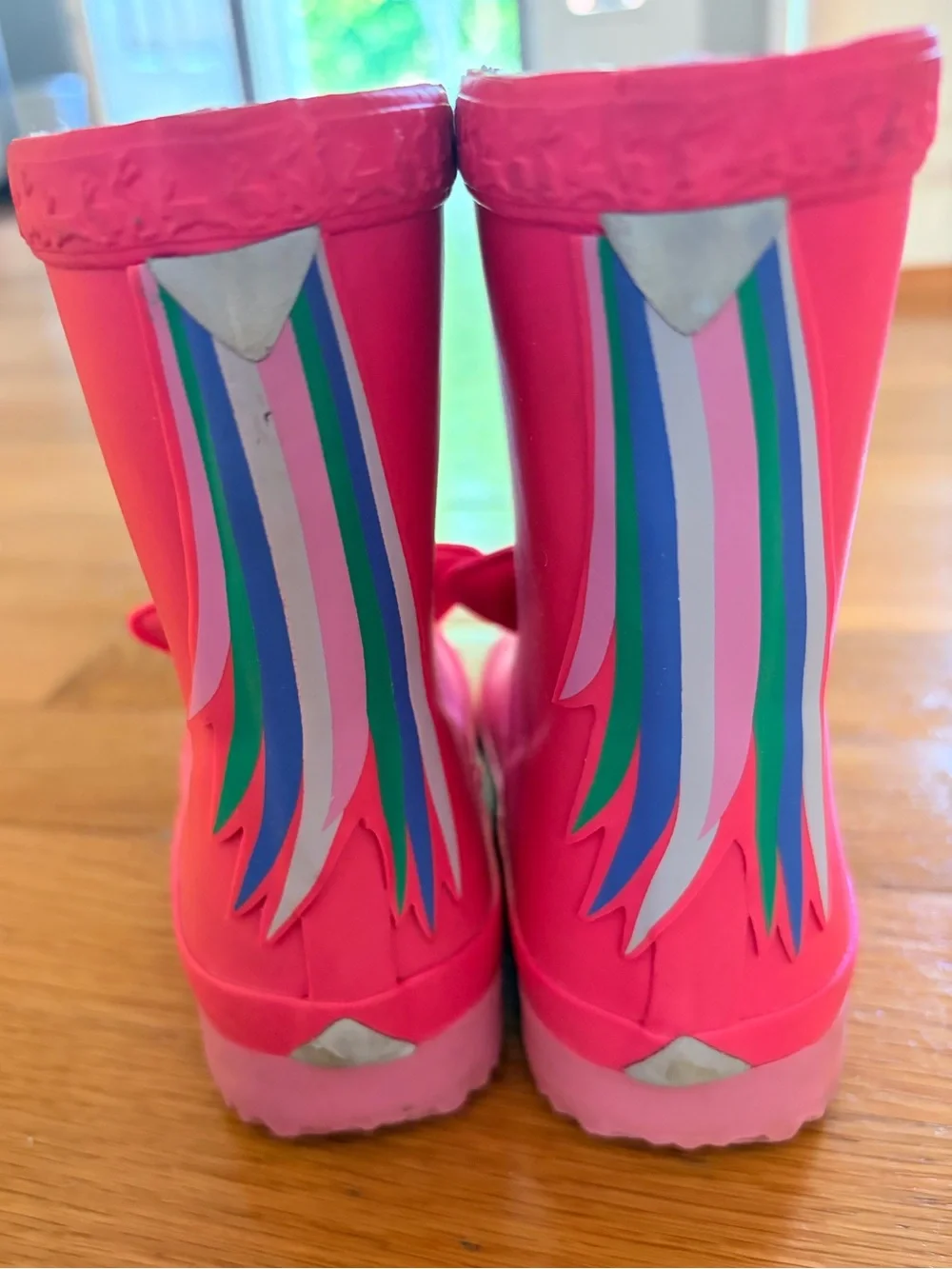 Joules Bright Pink Unicorn Kids Rain Boots